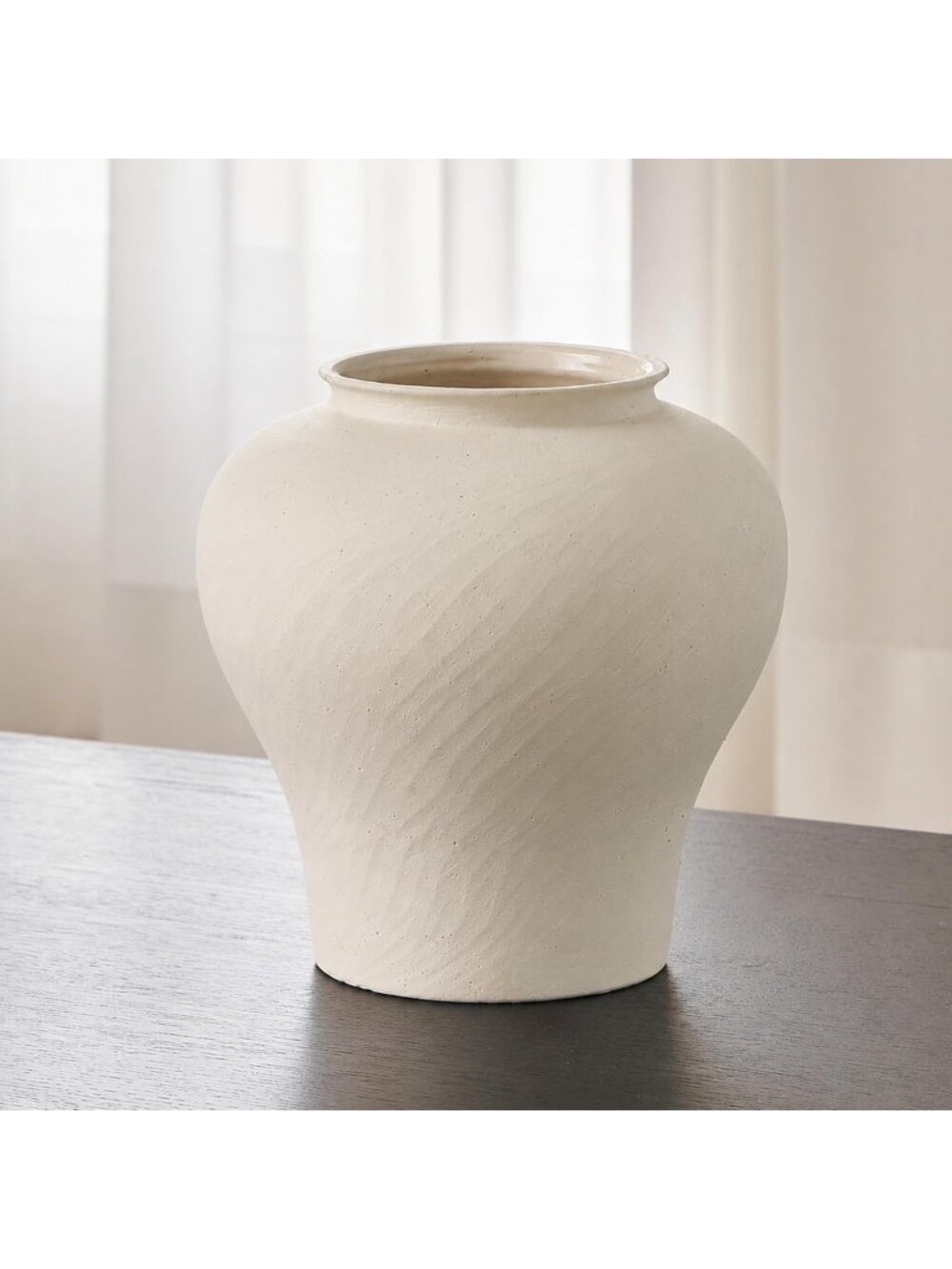 13" Tall Zen Style White Ceramic Large Vase Terra Cotta Pitcher Farmhouse Decor